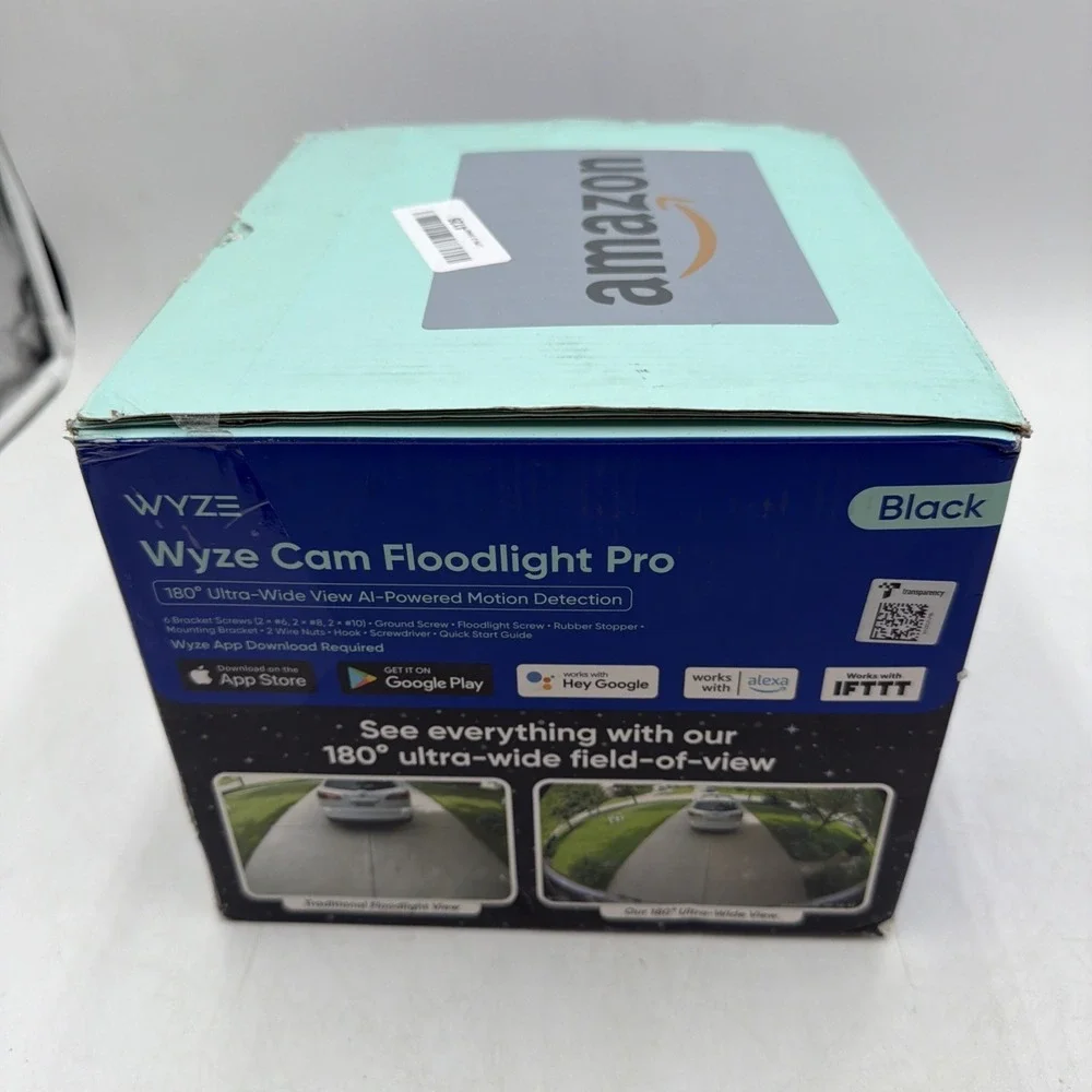 Wyze Cam Floodlight Pro BLACK 3000 Lumen LEDs 180° Wide View 2K HD Outdoor Wired